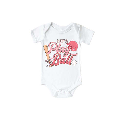 Let's Play Ball Pink Graphic Bodysuit & Kids Tee | White