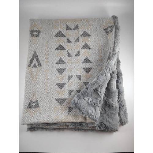 Baby Blanket, Western, Tribal, Rustic, Grey Faux Fur, Cream Faux Fur, Nuetral, Gray, Brown, Baby Boy, Baby Girl, Gender Neutral