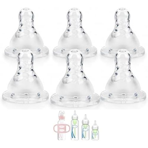 Nipple for Dr. Brown’s Level 1 Narrow Baby Bottle, Slow Flow, 1m+,6 Pack
