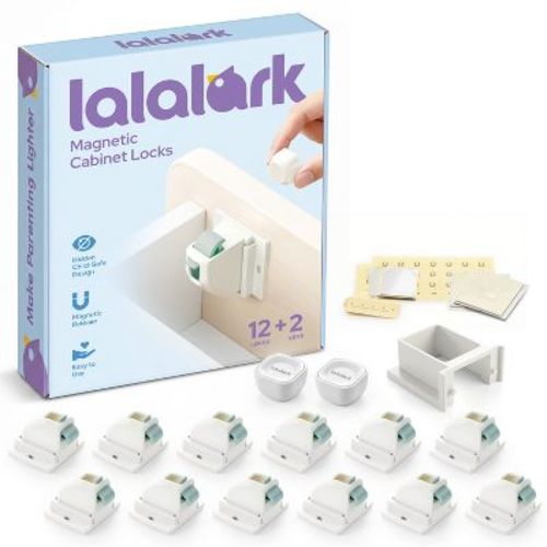 lalalark 12 Pack Magnetic Cabinet Locks Baby Proofing and 2 Keys, Children Proof Cupboard Drawers Latches - Child Safety Adhesive Lock Easy to Install
