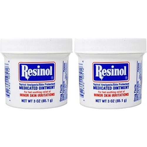 Resinol Medicated Ointment For Itch Relief And Protection Of Skin Rashes and Irritations, 3 Ounce Jar,(Pack of 2)