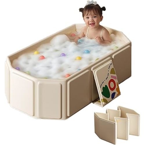 Toddler Bath Tub for Shower, Portable Baby Bathtub, Foldable Kids Bathtub – Portable, Travel & Shower Ready, Easy to Clean, Sturdy & Thick, Fits Ages 1-3
