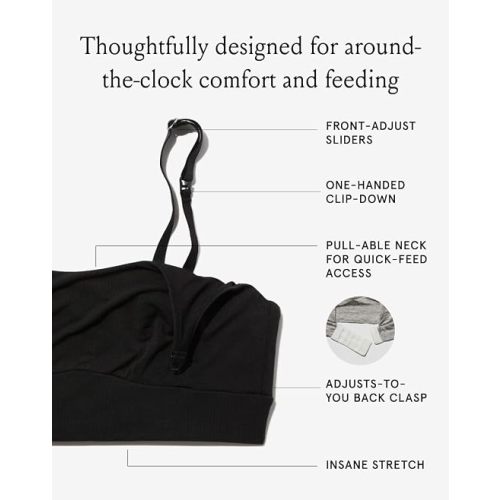 Bodily Everything Bra - Wireless Nursing Bras for Breastfeeding, Soft Stretchy Maternity Sleep Bra with Clip Down Access