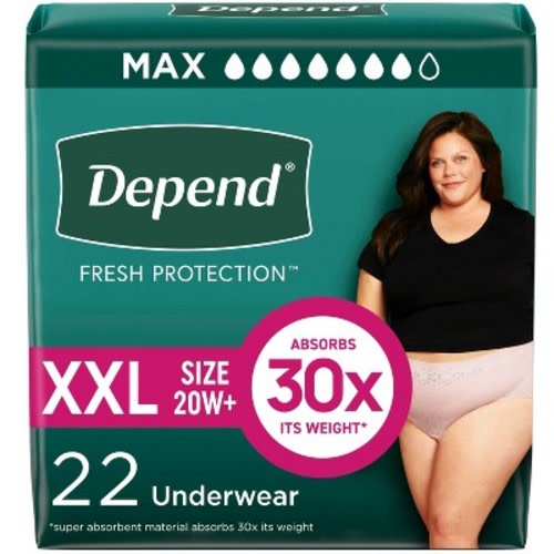 Depend Fresh Protection Adult Incontinence & Postpartum Underwear for Women - Maximum Absorbency - XXL - Blush - 22ct