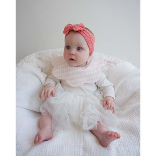 Organic Muslin 7-Layer Dribble Bib - Pink Lattice