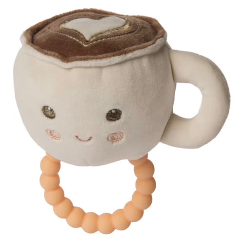 Mary Meyer Sweet Soothie Soft Baby Rattle with Teether Ring, Latte