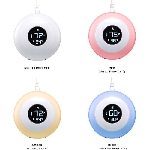 Amazon.com: LittleHippo Kelvin Color Changing Night Light, Room Thermometer and Hygrometer (Humidity Monitor) for Nursery, Baby's Bedroom, Child's Room : Baby