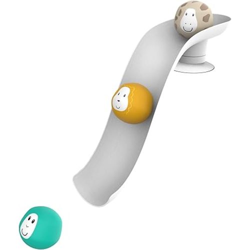 Matchstick Monkey Bath Time Slide Set – Baby Bath Toy, Sensory Learning, Easy-to-Grip Animal Rocks, Encourages Motor Skills & Water Play, BPA-Free, 12 Months+, White