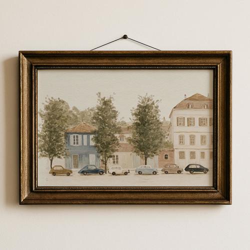 Town Street Nursery Wall Art Print Vintage Car Toddler Room Decor Playroom Transport Print Baby Shower Gift Boys Kids Room Wall Print | 77