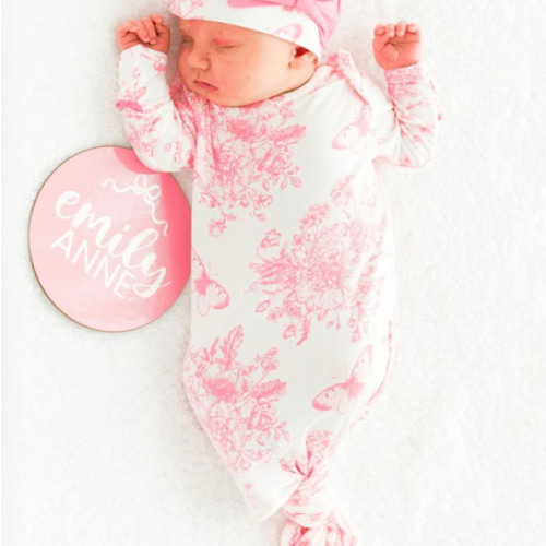 Mom & Me Matching Ruffle Knotted Sleep Gown & Hat Set