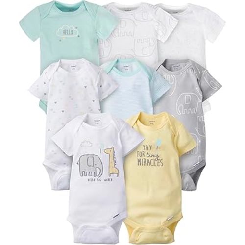 Gerber Unisex-Baby 8-pack Short Sleeve Onesies Bodysuits