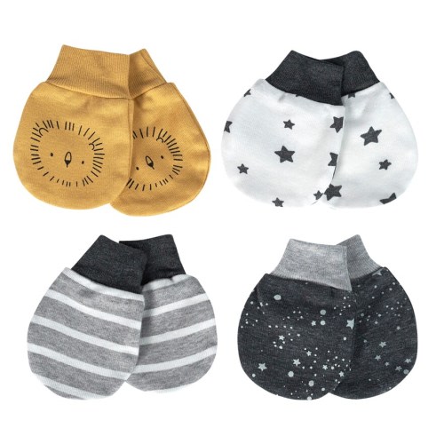 Baby Boy Just Born Lil' Lion 4-pack Organic Mittens