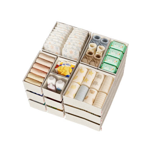 Linen-Blend Drawer Organizer for Baby Clothes - 20 Pack