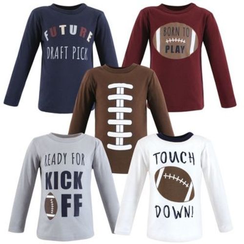 Hudson Baby Infant and Toddler Boy Long Sleeve T-Shirts, Football, 2 Toddler