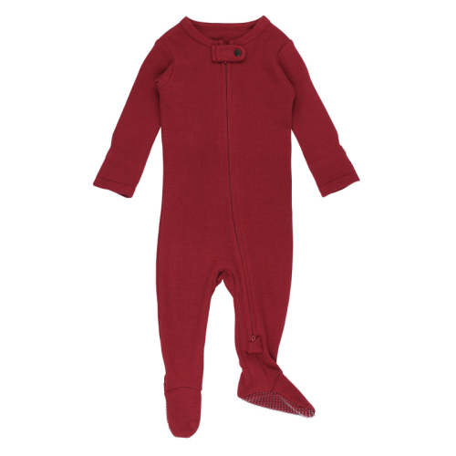 Crimson | Organic Thermal Zipper Footie Preemie-NB