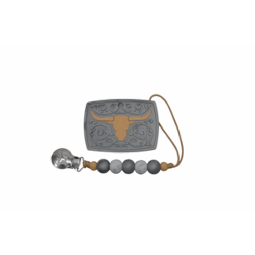 Cowboy Buckle Teether Set // Grey – Golden Baby