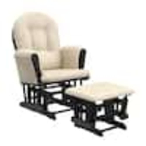 Storkcraft Hoop Black with Beige Cushion Glider and Ottoman Set 06550-41B