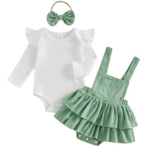 Baby Girl Fall Winter Romper Corduroy Overalls Dress Sets 0-18M
