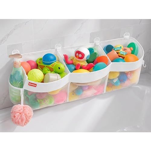 UNEEDE 4.95 Gallons 3 Compartment Horizontal Bath Toy Storage