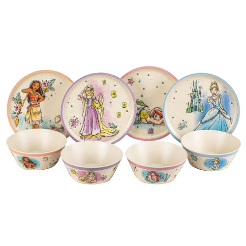 Zak Designs 8-Piece Bamboo Melamine Kids Dinnerware Set