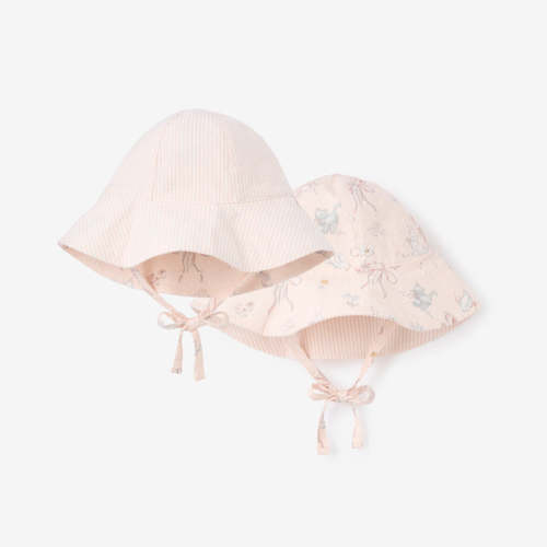 Fleur/Seersucker Reversible Sunhat PINK / 3-9M