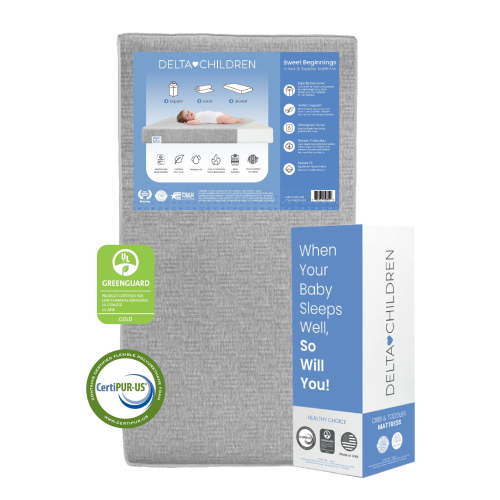 "Delta Children Dual Sided Crib Mattress, Toddler Bed, Soy Foam, Waterproof, 52""x27.5"