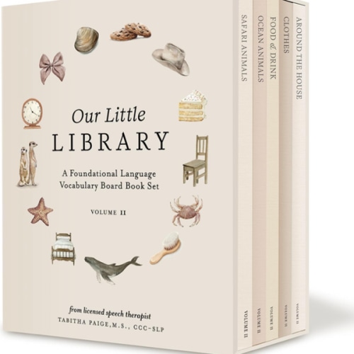 Our Little Library Vol. 2: First 100 Words Board Book Box Set, including Ocean Animals, Safari Animals, Food and Drink, Clothes, and Around the House (Tabitha Paige Children's Book Series)
