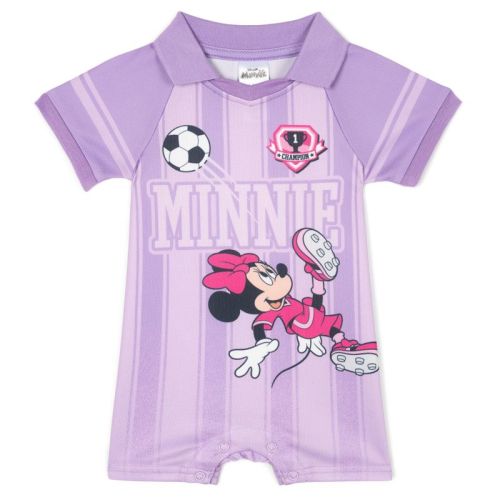 Disney Minnie Mouse Baby Girls' Athletic Mesh Short Sleeve Raglan Snap Closure Graphic Coverall Violet 6-9 Months