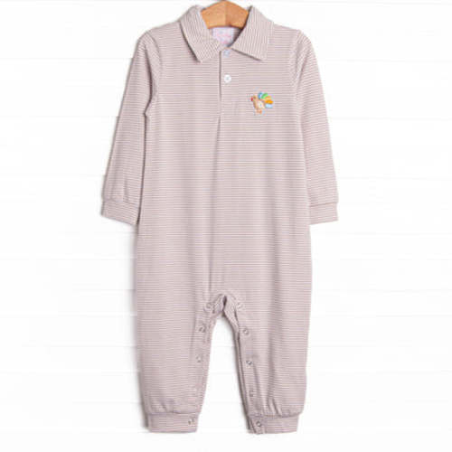 Turkey Timmy Embroidered Romper, Brown – Stitchy Fish