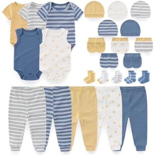 Newborn Baby Layette Essentials Giftset Clothing Set Short-Sleeve Bodysuit and Long Pants