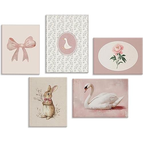 Vintage Pink Nursery Wall Art Bow Wall Decor Girls Room Decor 12x16 Framed