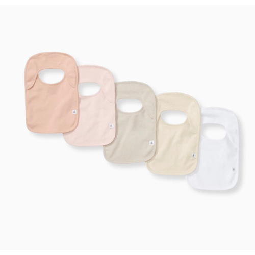 Solid Organic Cotton Baby Bibs 5 Pack - Pink Sand
