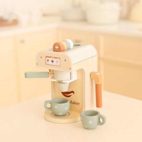 Freniland™ - Schema Wooden Toy Coffee Maker Set for 2 Years Toddlers,Pretend Play Espresso Machine with Cups and Coffee Pods