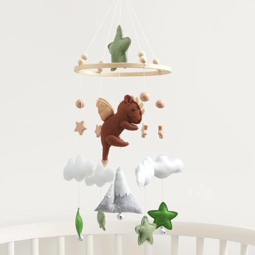 Baby Crib Mobile, Felt Dinosaur Mobile for Boys and Girls, Baby Mobile for Bassinet, Baby Bedroom Hanging Nursery Decor Gift Set
