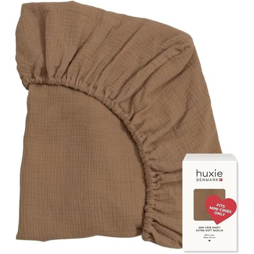 24 x 38 Mini Crib Sheets - Organic Cotton Muslin Fitted Crib Sheet Fitted for Pack and Play - Ultra-Soft and Breathable Crib Sheets for Boys and Girls (Natural)