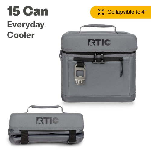 RTIC 15 Can Everyday Cooler, Insulated Soft Cooler with Collapsible Design, Smoke