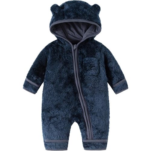Newborn Baby Boys Girls Bear Hooded Fleece Snowsuit
