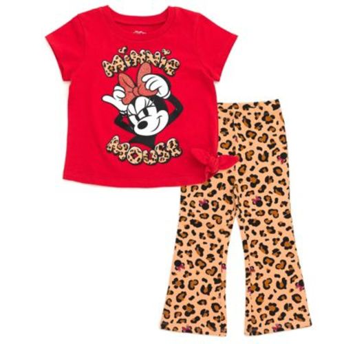 Disney Minnie Mouse Infant Baby Girls T-Shirt and Flare Leggings Outfit Set Red / Leopard 18 Months