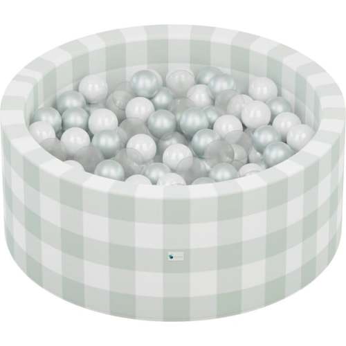 Gingham Sage Ball Pit + 200 Pit Balls (75 Pearl, 75 White, 50 Clear) - Little Big Playroom | Maisonette