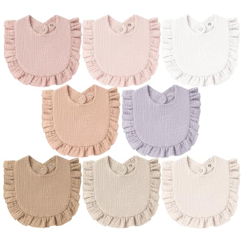 MairMore 8-Pack Muslin Baby Bandana Drool Bibs for Unisex Girls & Boys 100% Cotton Bibs, Soft & Absorbent Teething and Drooling Essentials for Newborns