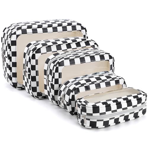 YOPCDJ 5PCS Diaper Bag Organizer Pouch Set, TSA Approved Toiletry Bag，Clear Waterproof TPU Makeup Bag Set Travel Organizer Bags for Women and Kids