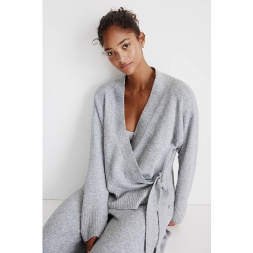 KNIT WRAP CARDIGAN - L
