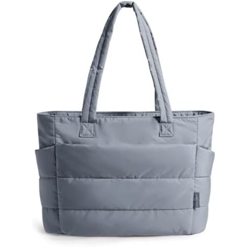 BAGSMART Tote Bag for Women, Lightweight Puffy Tote Bag with Compartments Quilted Shoulder Bag Handbag for Travel, Work, Gym