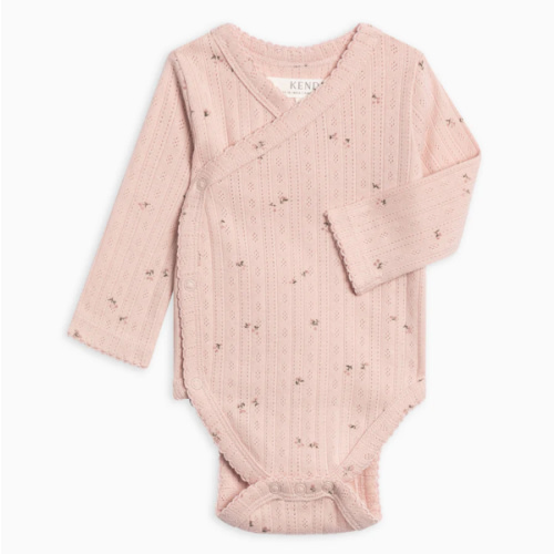 Hilda Brushed Back Pointelle Long Sleeve Kimono Bodysuit