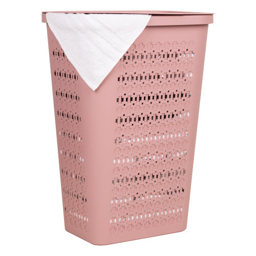Slim Tapered Laundry Hamper with Lid, Clothes Basket with Swiss Cross Cut-Outs, Lightweight & Ventilated, Plastic | Wayfair