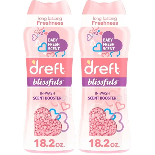 Dreft Blissfuls In-Wash Scent Booster Beads, Baby Fresh Scent, 18.2 oz (Pack of 2)