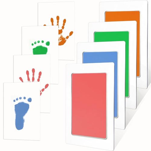 4-Pack Baby Footprint Kits,Inkless Hand and Footprint Kit,Clean Touch Baby Handprints and Footprints Kits,No Mess Ink Pad for Baby Hand and Footprints,Baby Shower Gifts for New Moms