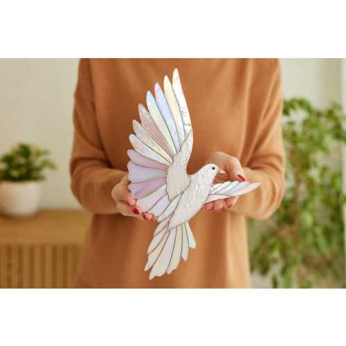 Stained glass dove suncatcher White dove window hanging Handmade Mother’s Day decor Bird lover gift Peace bird wall decor Housewarming gift