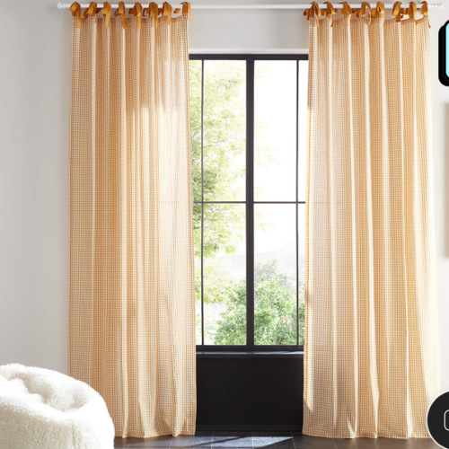 84" Yellow Organic Cotton Windowpane Plaid Curtain Panel