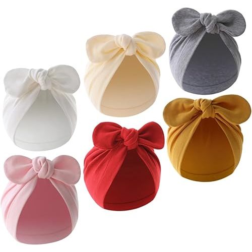 QandSweet Baby Girl Hat Infant Cotton Hats Knotted Rabbit Ear 0-12 Months